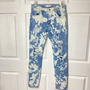 Lakenzie Bleach Splatter Distressed Jeans Straight Skinny High Rise Men’s M